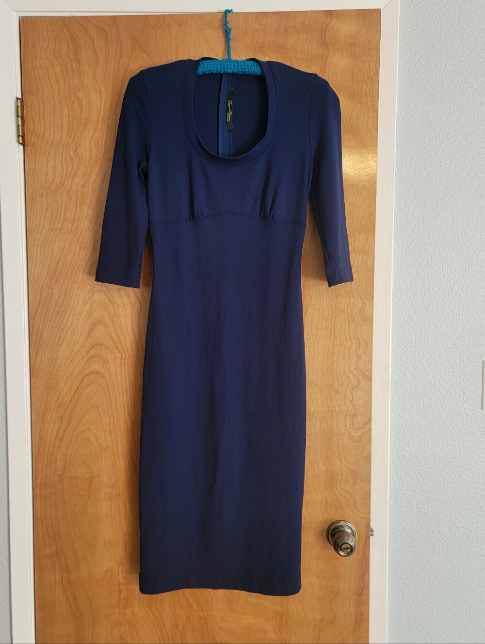 Laura Byrnes Black Label Pinup Couture Navy Scoop-Neck Midi Dress - Size Large
